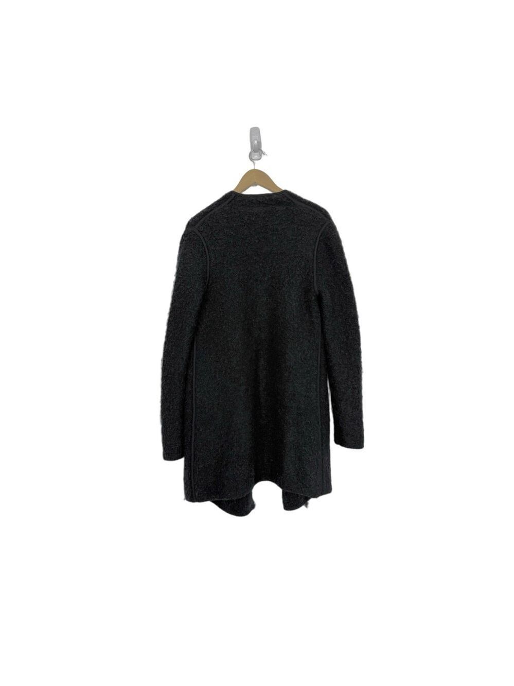 VINCE Wool Mohair Chunky Cardigan Sweater Small Black Open Front Chunky Knit - Picture 3 of 9